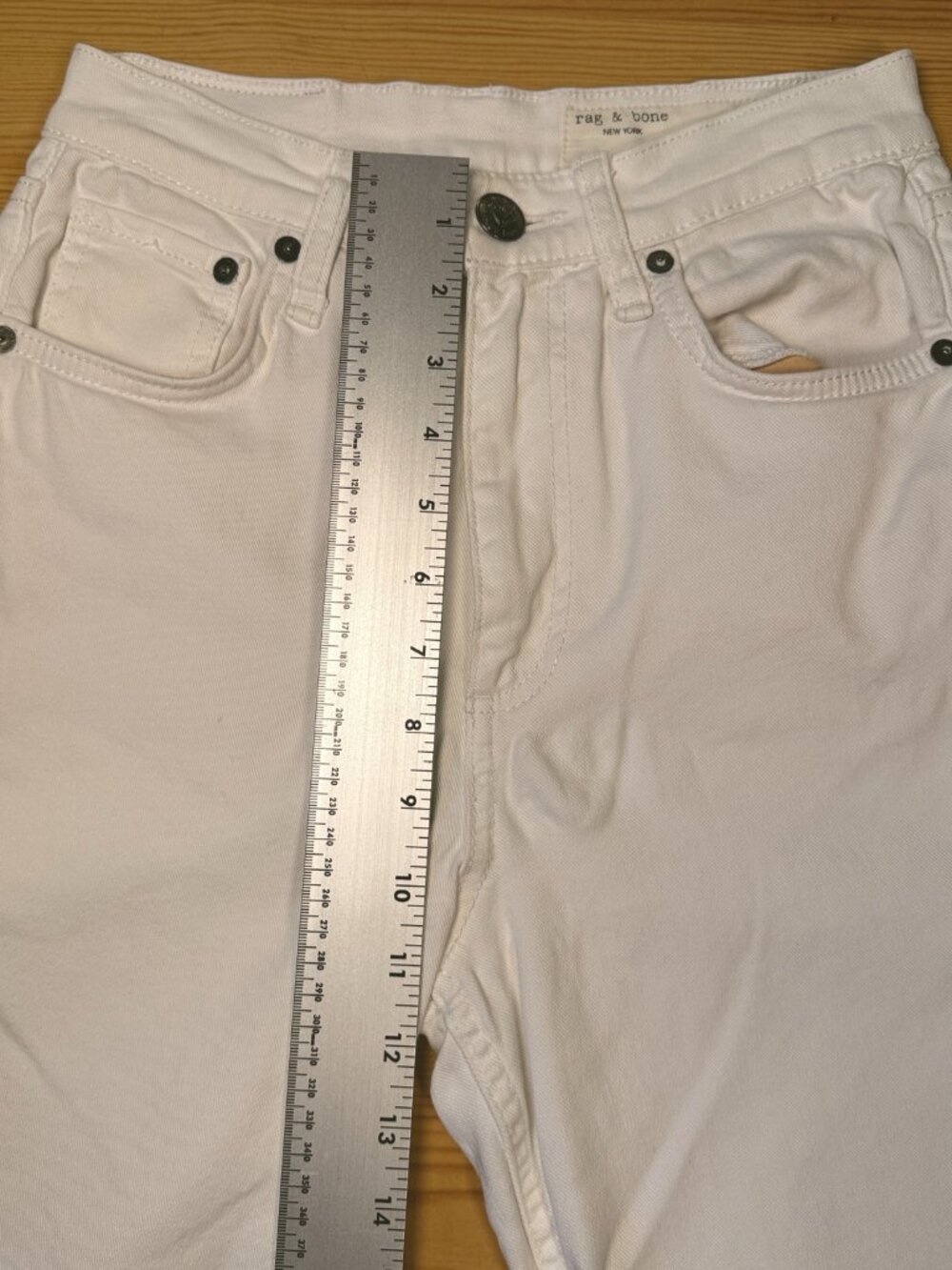 Rag & Bone Women's Size 25 White Wide-Leg Denim Jeans Frayed Hem High Rise - Picture 12 of 16
